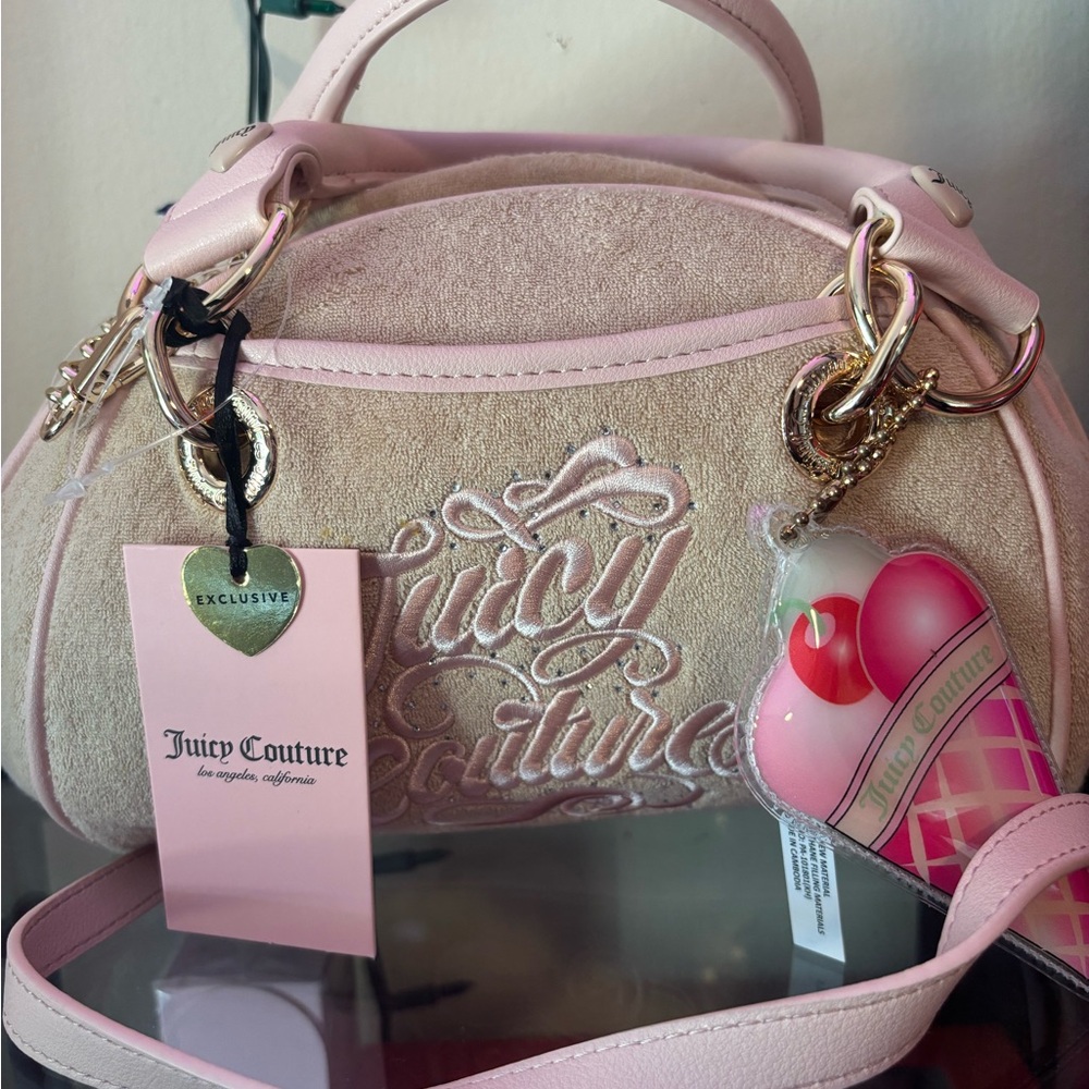Juicy Couture Pink Velvet Logo Satchel